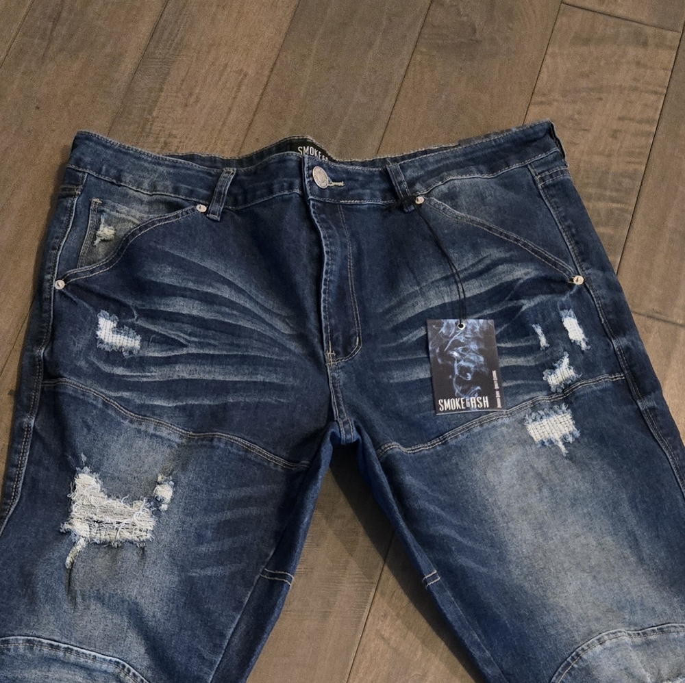 Smoke & Ash Relaxed Fit Distressed Denim Jeans